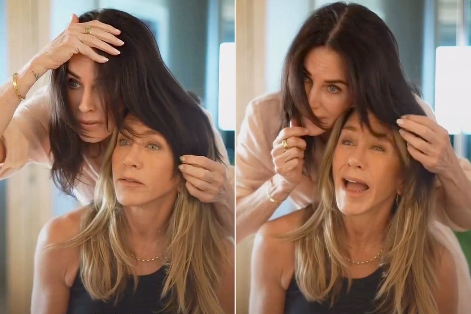 Jennifer Aniston Channels Her Inner Brunette Thanks to Courteney Cox