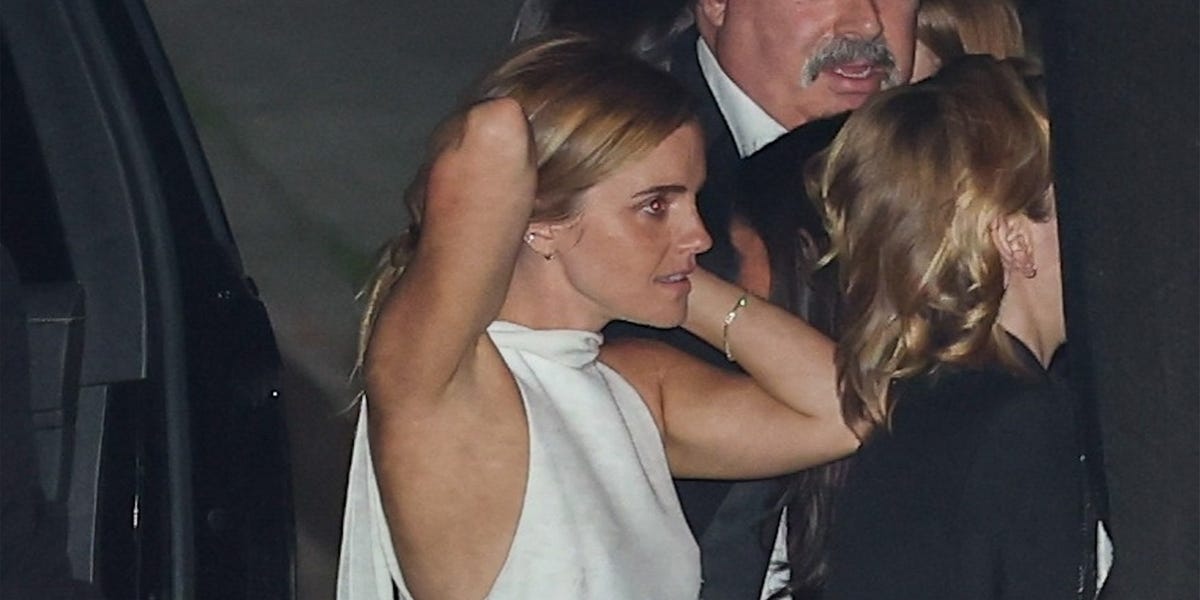 Emma Watson Appears at Beyoncé's Oscar Party in a Flowy White Outfit